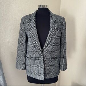 Pendleton Vintage Plaid Houndstooth Virgin Wool Blazer Size 12P